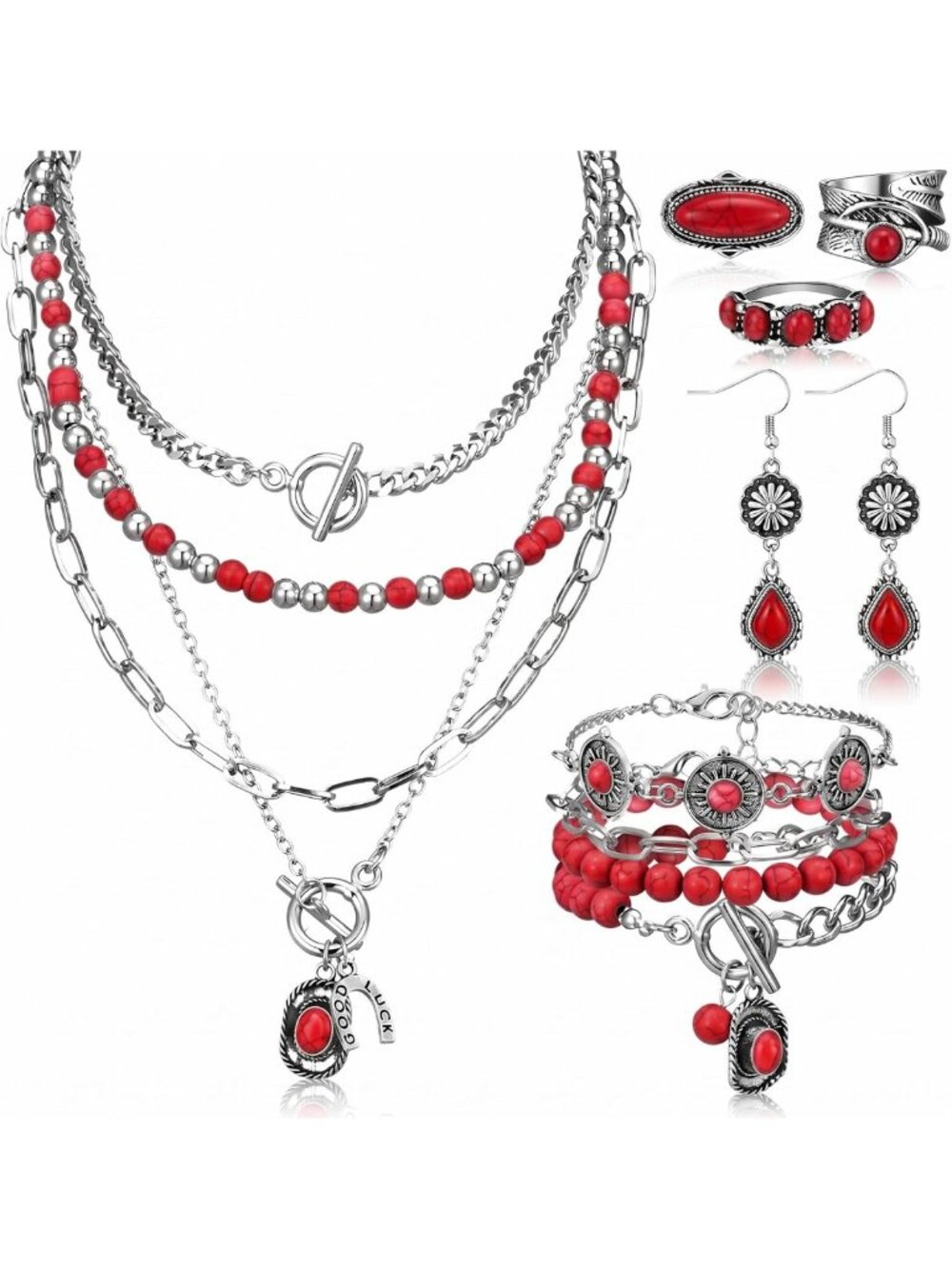 Turquoise Western Jewelry Set for Women - Boho Chic Accessories & Gifts